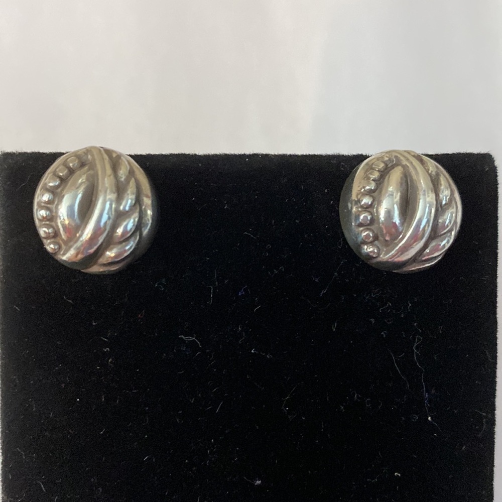 Brighton retired‎ vintage silver woven post dome circle earrings